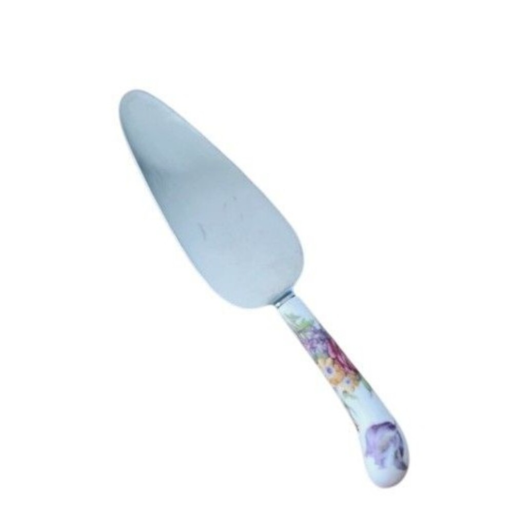 Vintage Judson Sheffield England Cake Server Floral Porcelain Handle Stainless